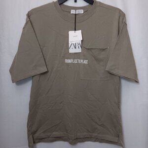 ZARA OVERSIZED SHORT-SLEEVED POCKET TEE